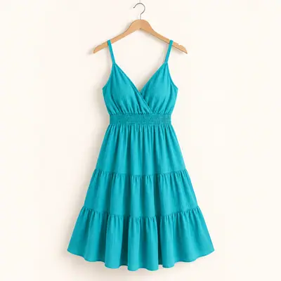 Vestido colgado sobre fondo claro